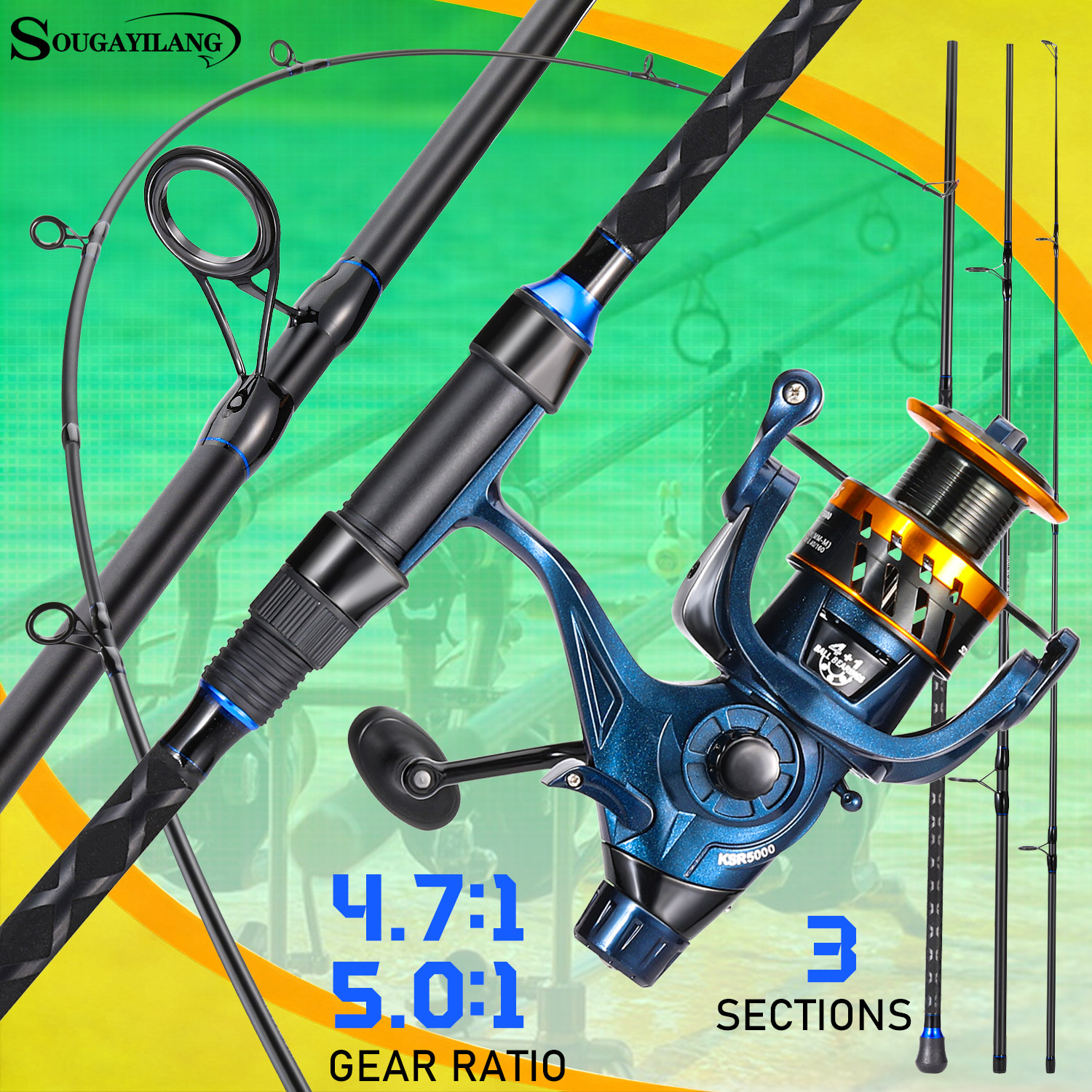 Sougayilang 3 Sections Surf Fi - Fishing Rod Surf reseña y precio