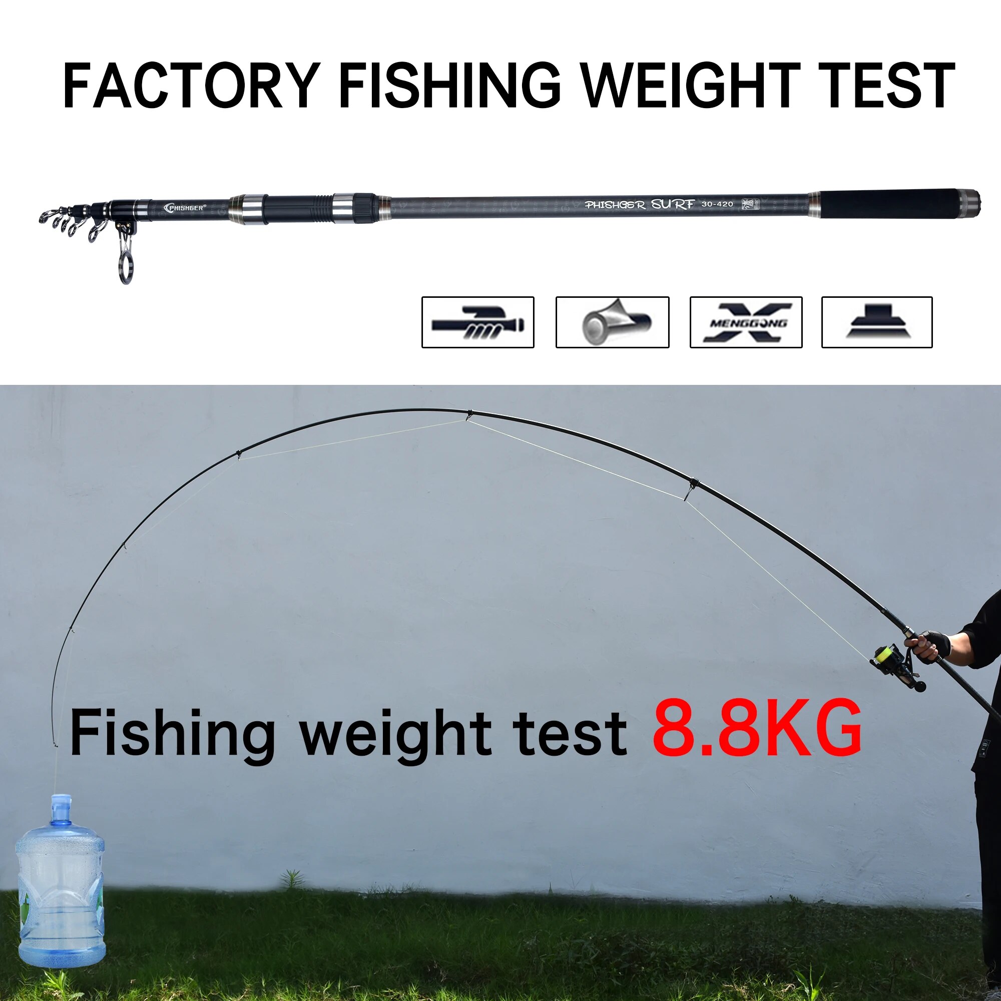 PHISHGER Telescopic Surf Spinn - Fishing Rod Surf reseña y precio