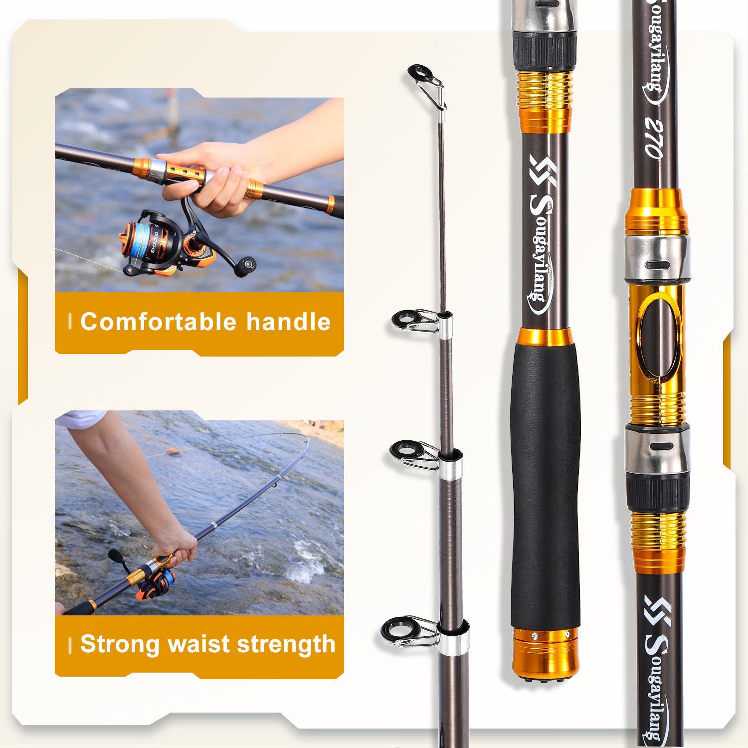 Sougayilang 2.1m-3.0m Spinning - Fishing Rod Carbon Fiber reseña y precio