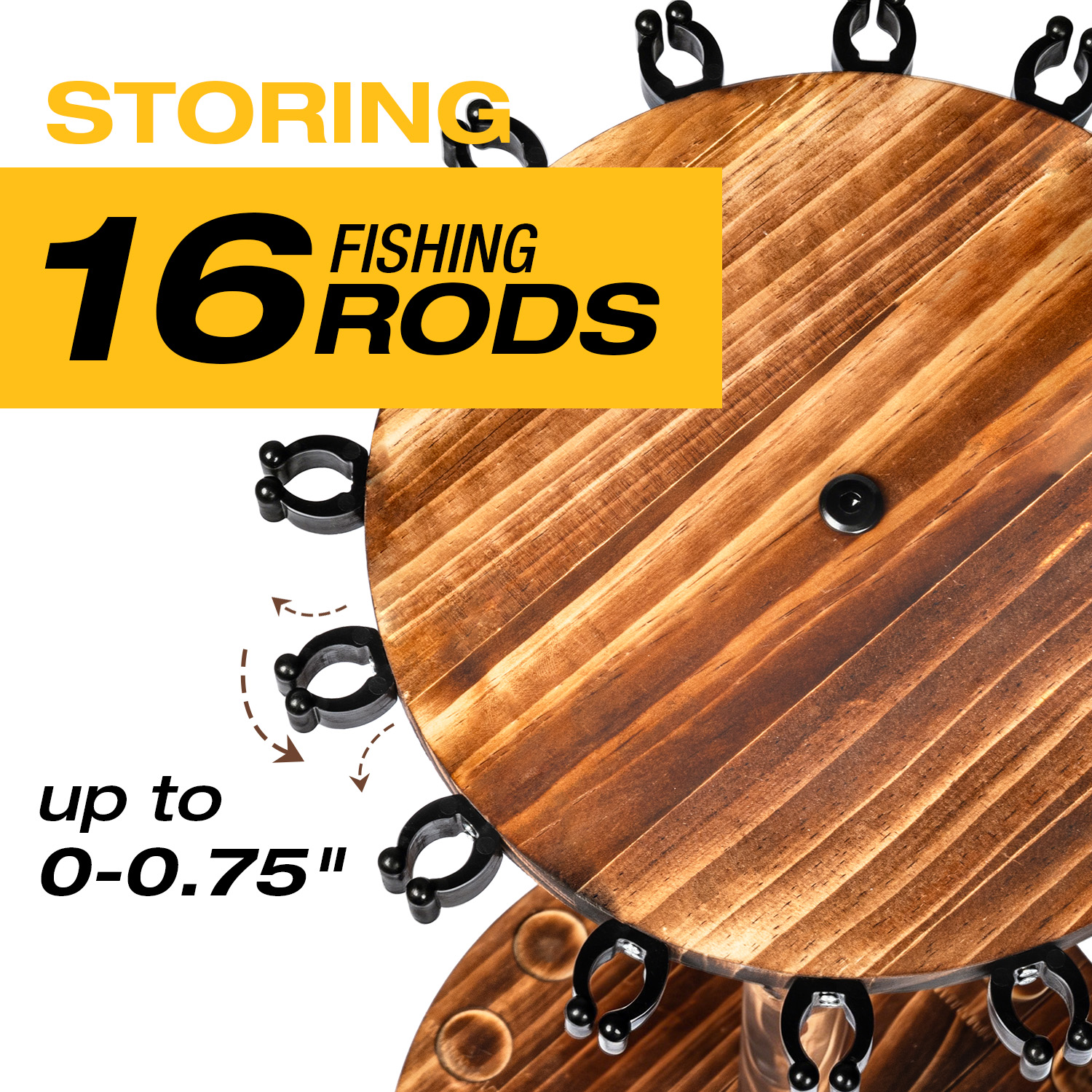 Round Carbonized Wood Fishing  - Fishing Rod Rack reseña y precio