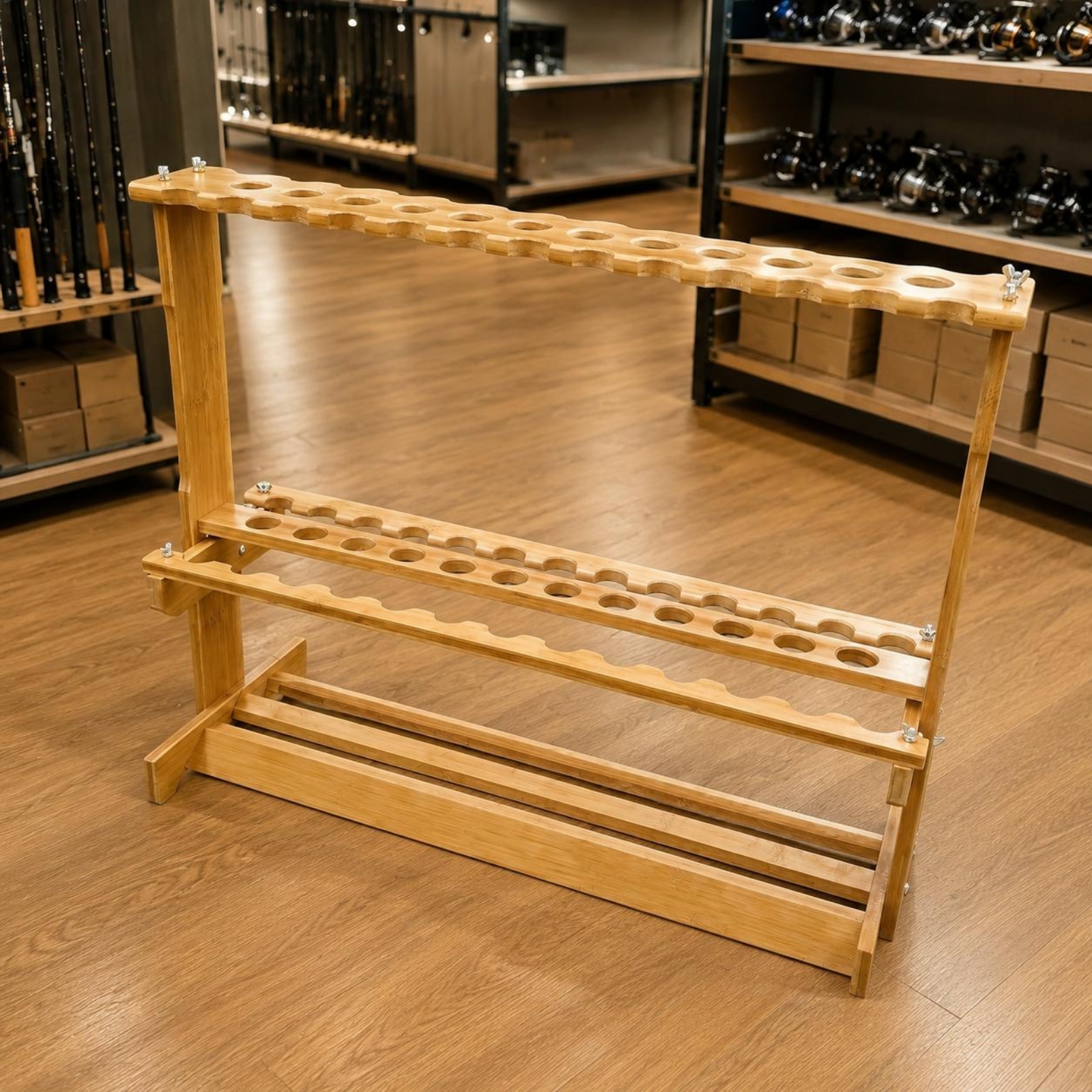 Bamboo Fishing Rod Rack Circul - Fishing Rod Rack reseña y precio