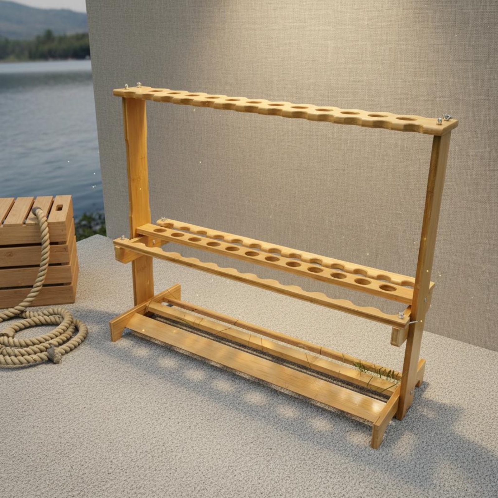 Bamboo Fishing Rod Rack Circul - Fishing Rod Rack reseña y precio