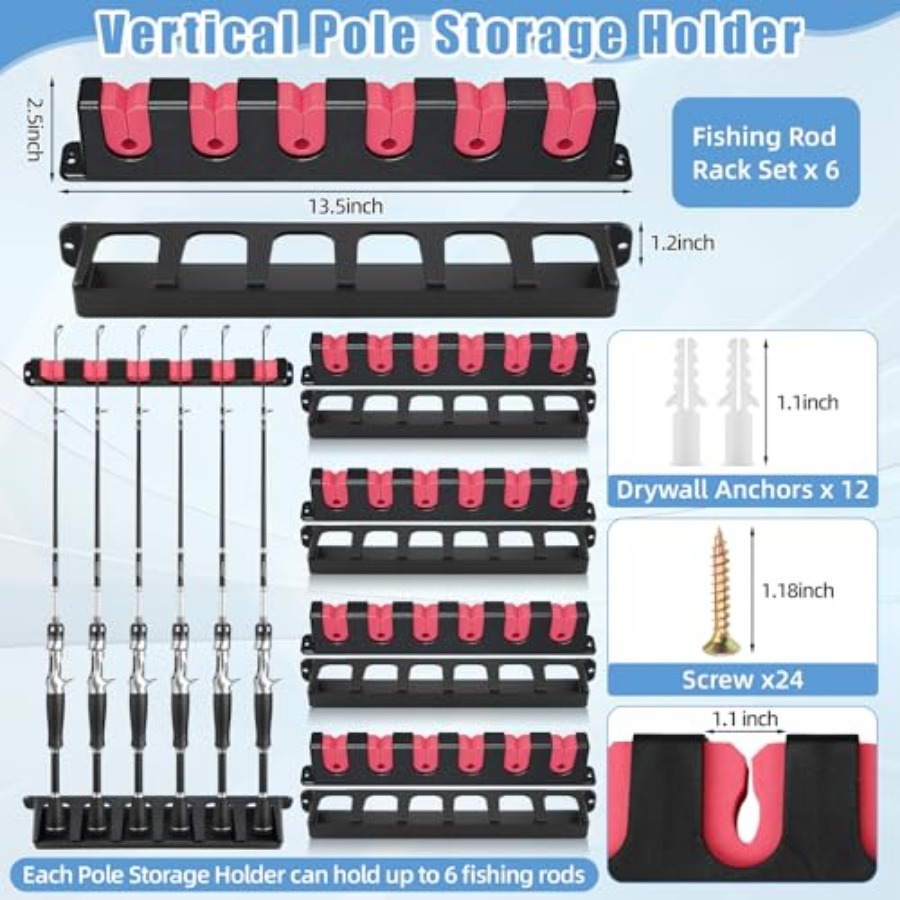 6set Fishing Rod Holders for 1 - Fishing Rod Rack reseña y precio