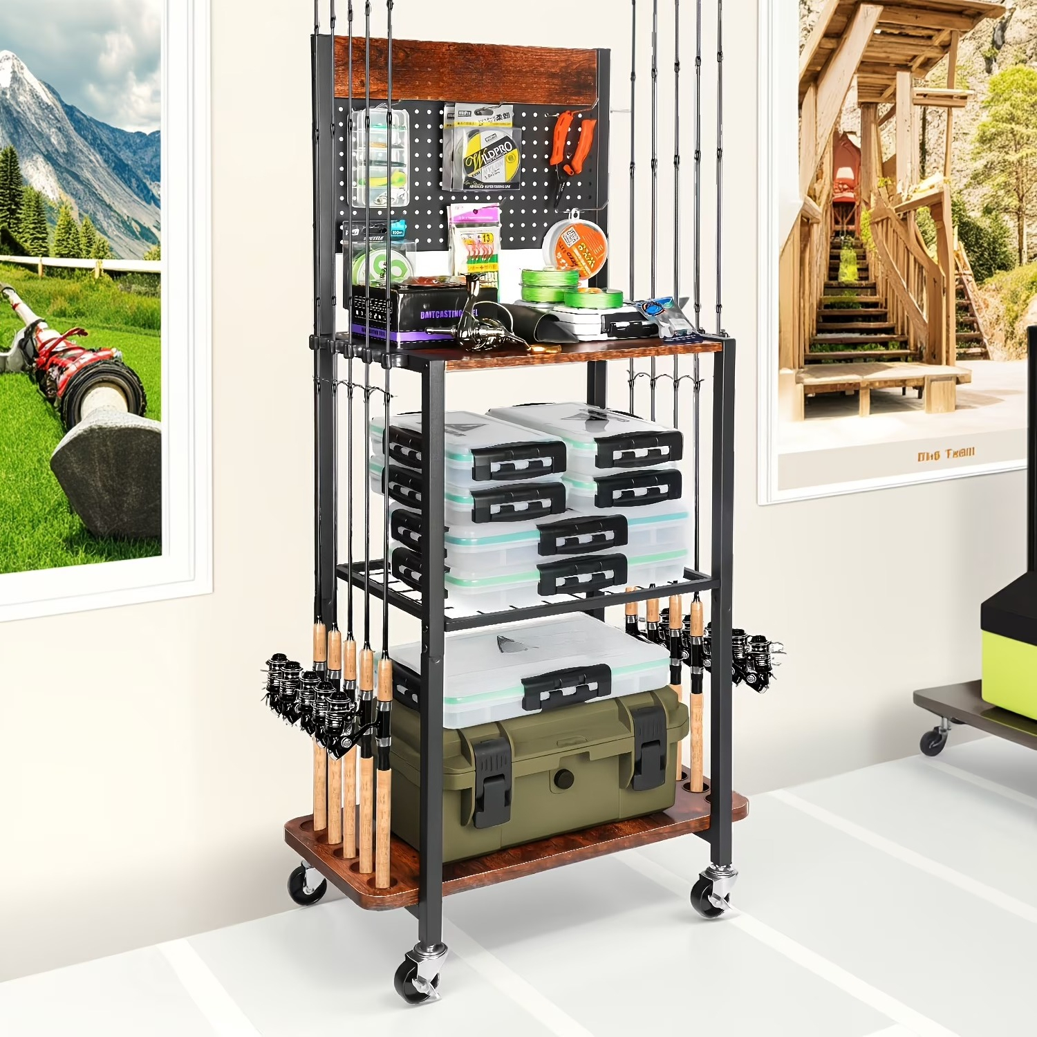 12 Slots Fishing Rod Storage C - Fishing Rod Rack reseña y precio