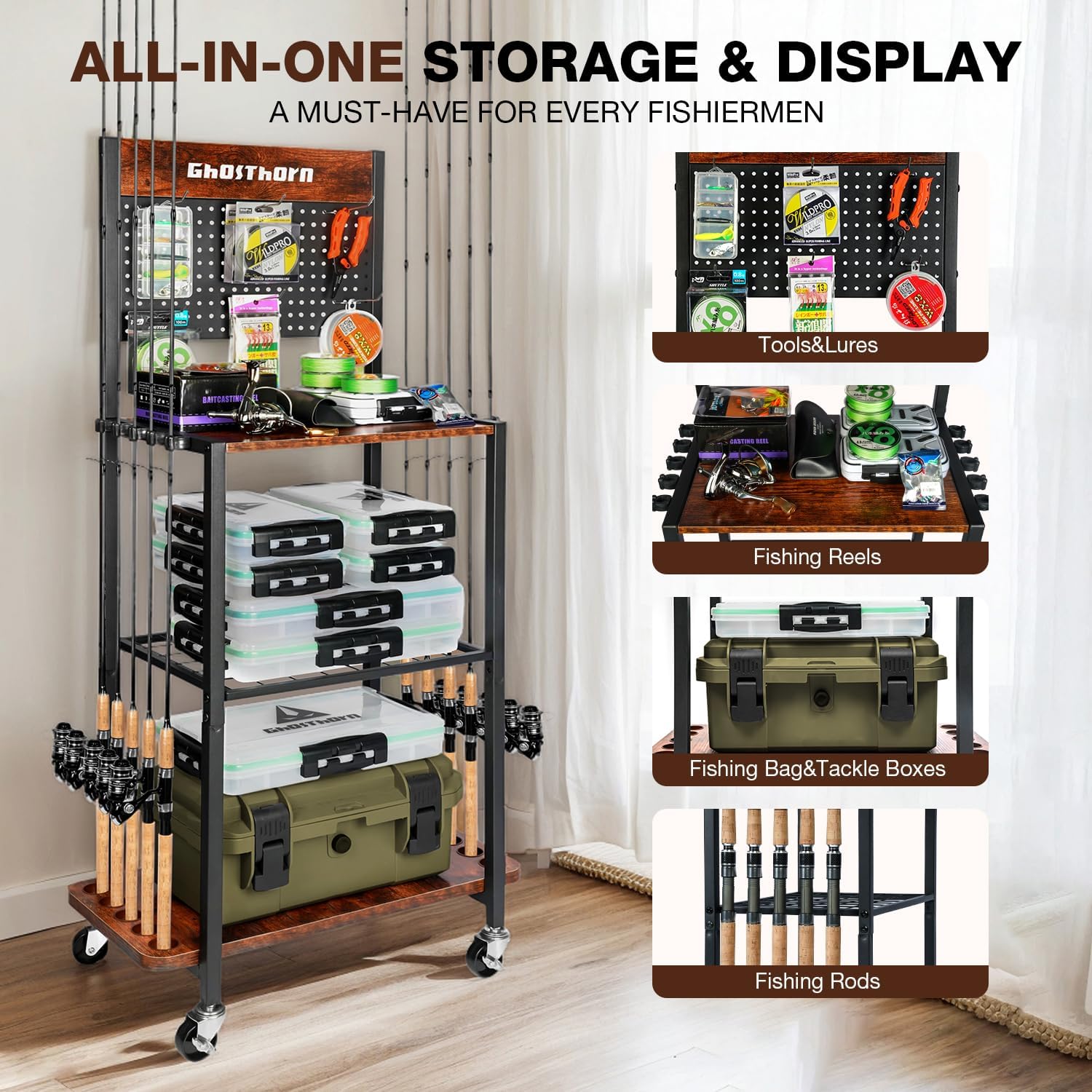 Fishing Rod Holder for Garage  - Fishing Rod Holder reseña y precio