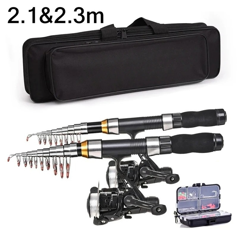 BRAVMAK 2.1/ 2.3 mTelescopic F - Fishing Rod Combo reseña y precio